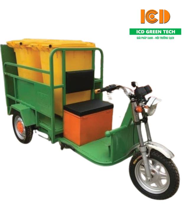 xe chở rác chạy điện dùng cho thùng nhựa 240L 